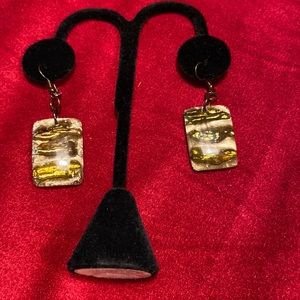 New pierced earrings inlaid pieces in resin.